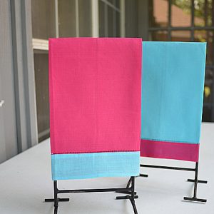 Festive Multi Colored Hand Towel. Hot Pink & Aqua