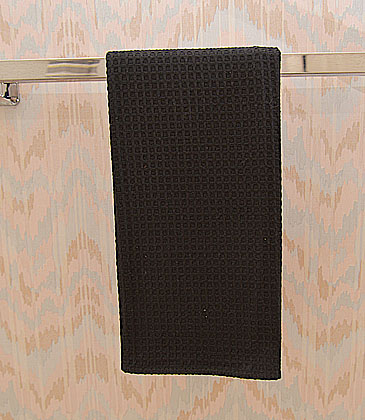 Black colored waffle weaves towel