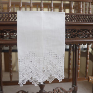 linen hemstitch embroidered guest towel
