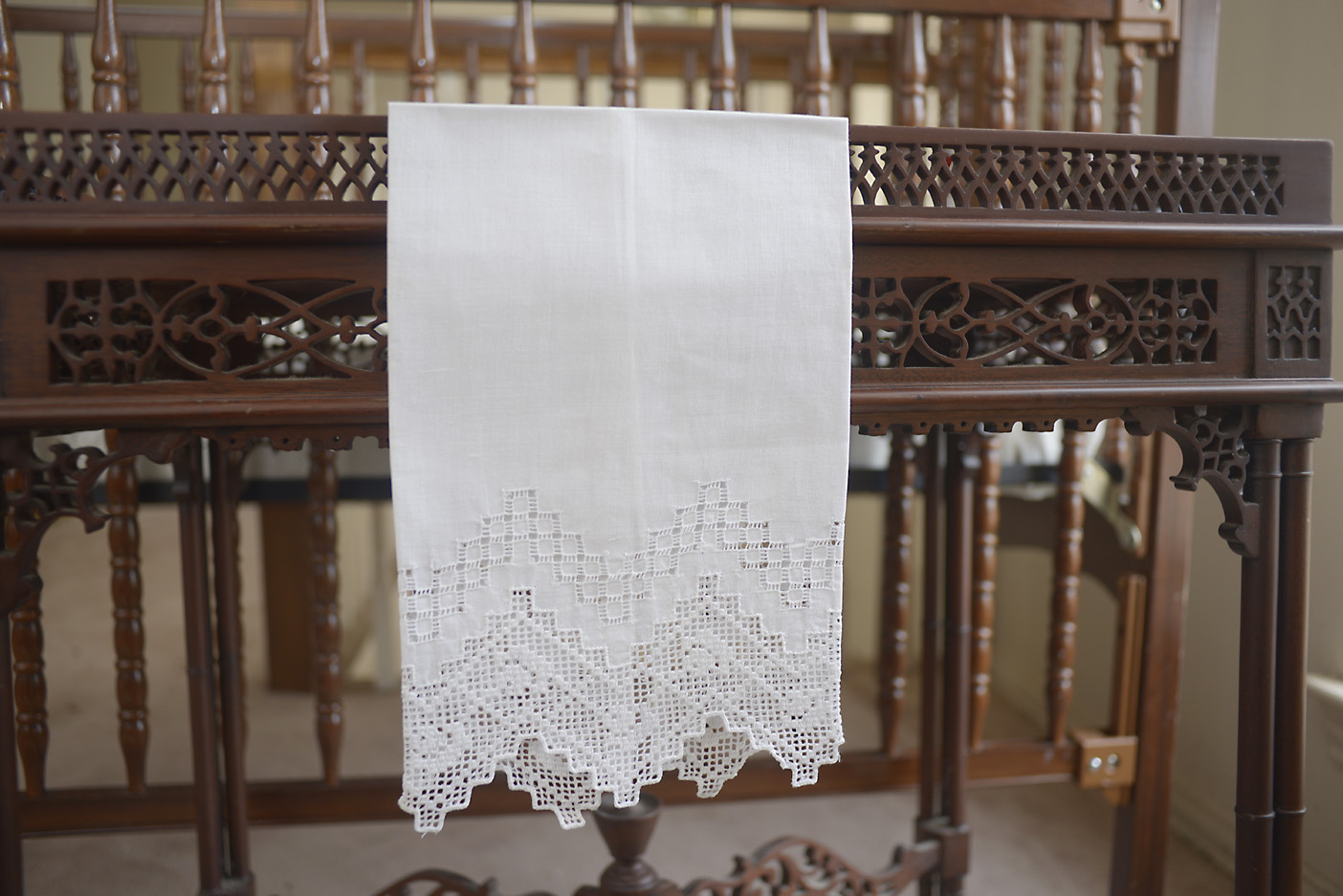 linen hemstitch embroidered guest towel