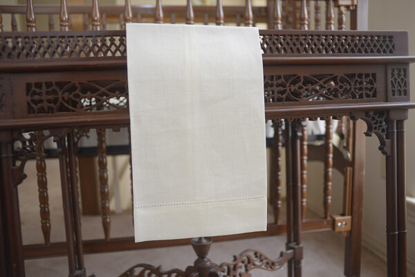 bone-china-colored linen hemstitch guest towel
